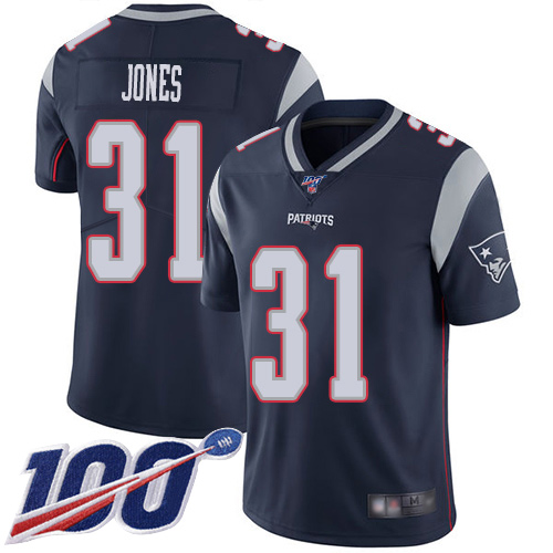 New England Patriots Football 31 100th Limited Navy Blue Men Jonathan Jones Home NFL Jersey